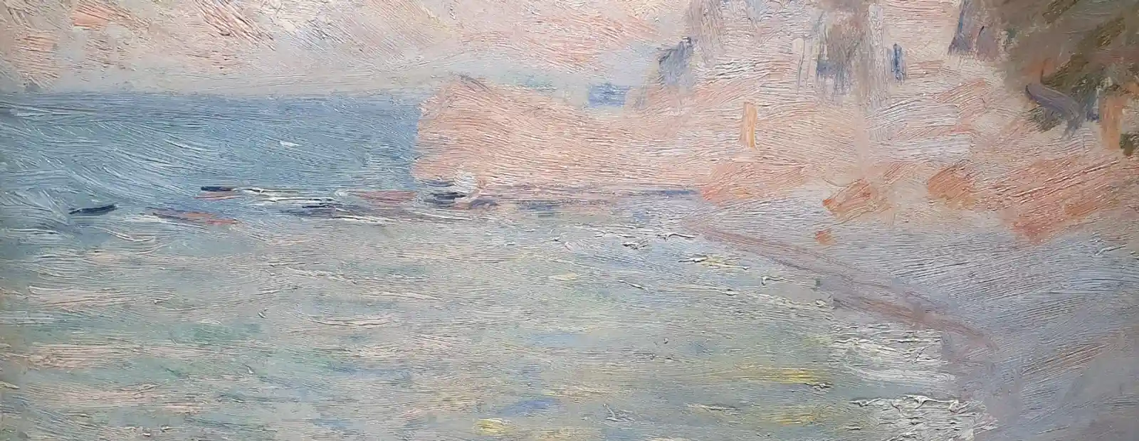 peinture de mer bleu et rose