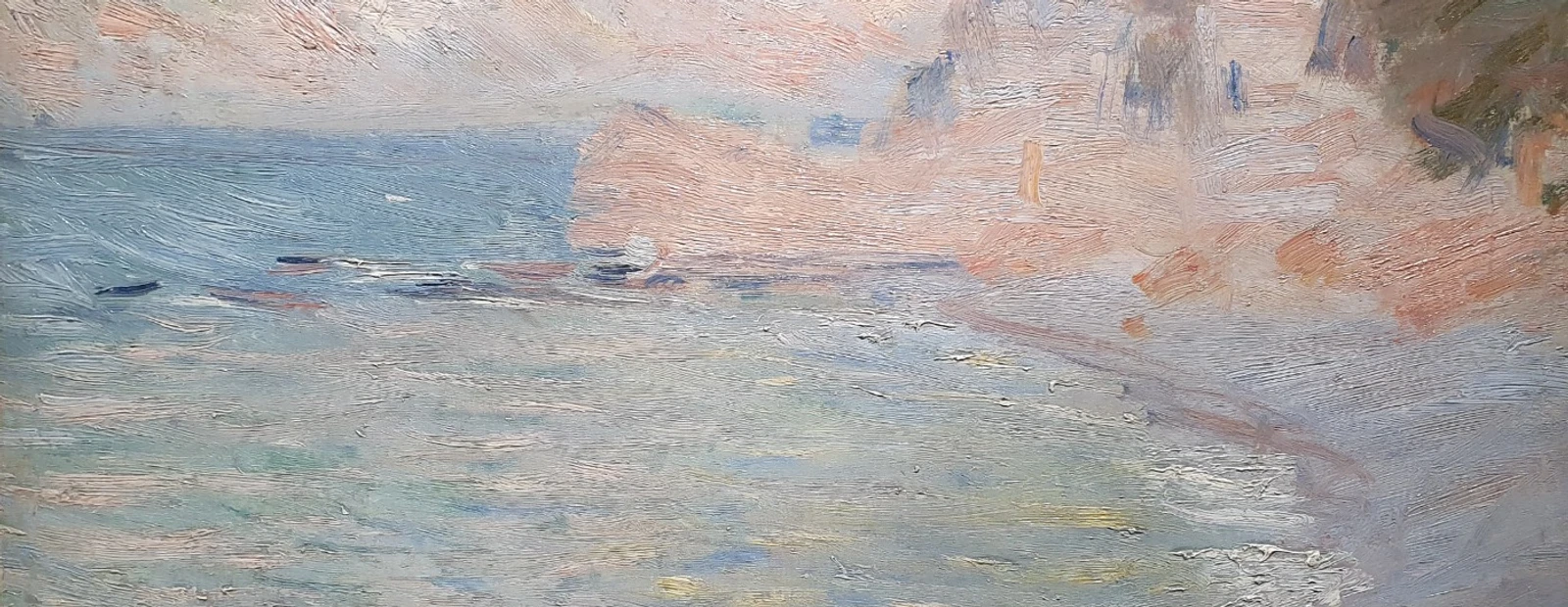 peinture de mer bleu et rose