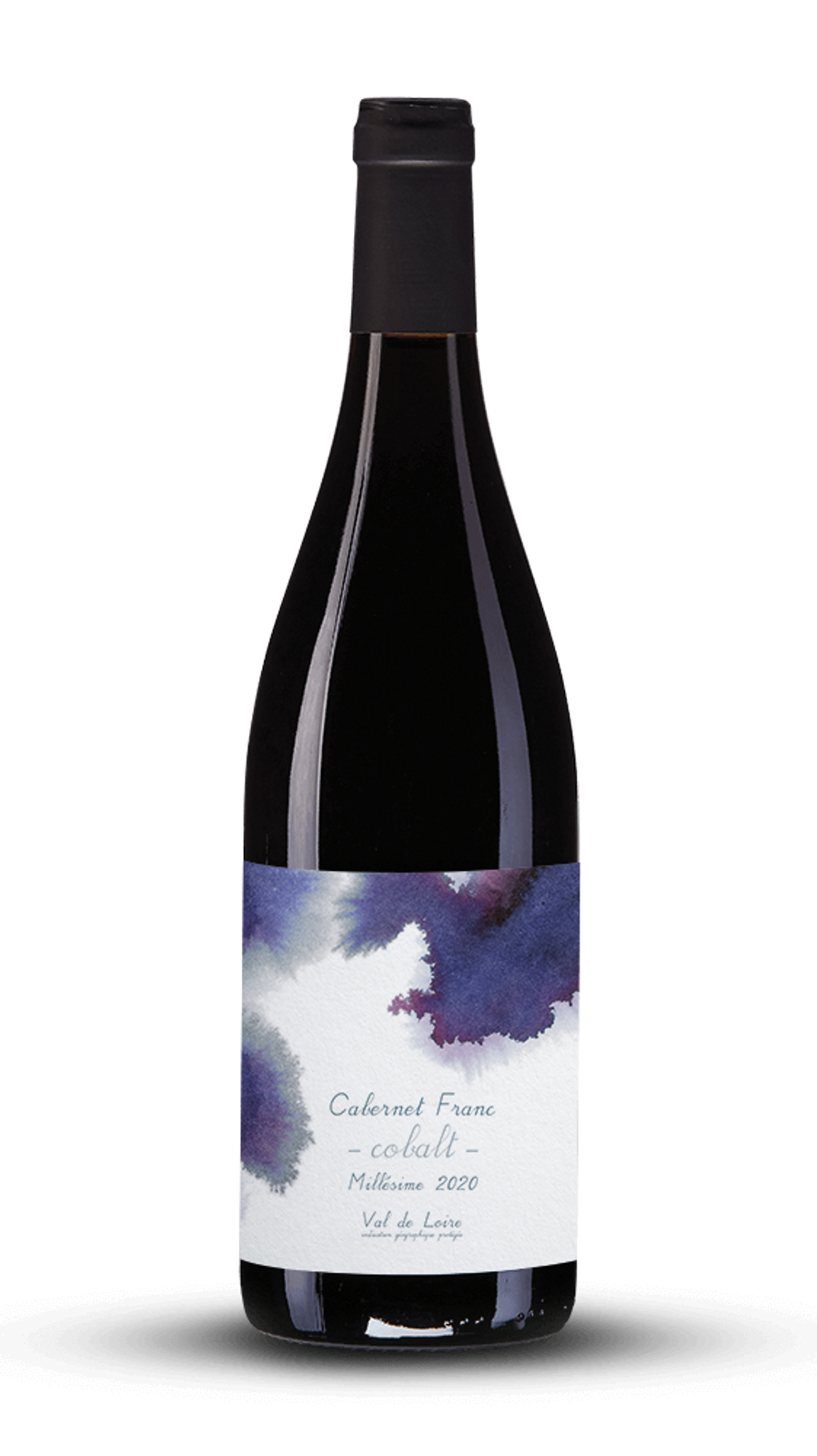 bouteille de vin rouge étiquette avec peinture pourpre et violet foncé