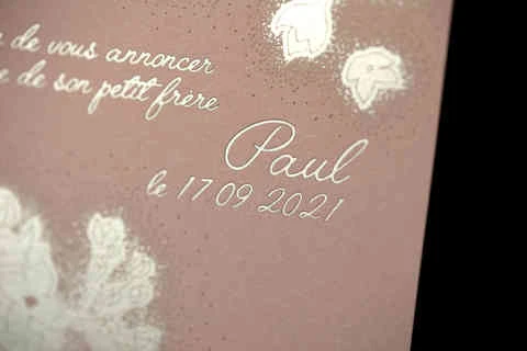 faire part de naissance rose et bleu avec dorure