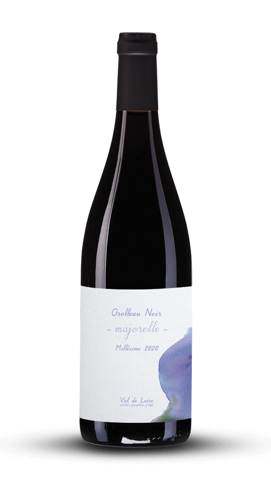 bouteille de vin rouge étiquette avec peinture bleu majorelle