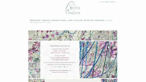 page de contact du site de l'atelier brins de malice avec fleurs et herbes