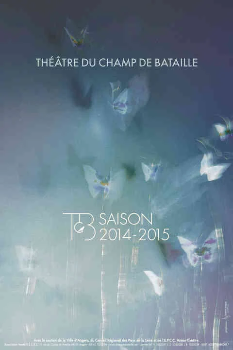 affiche avec suspension de papillons bleue et violette